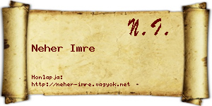 Neher Imre névjegykártya